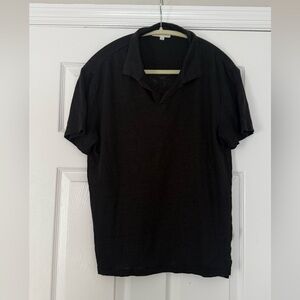 ONIA Linen Blend Johnny Collar Polo in Grey Medium